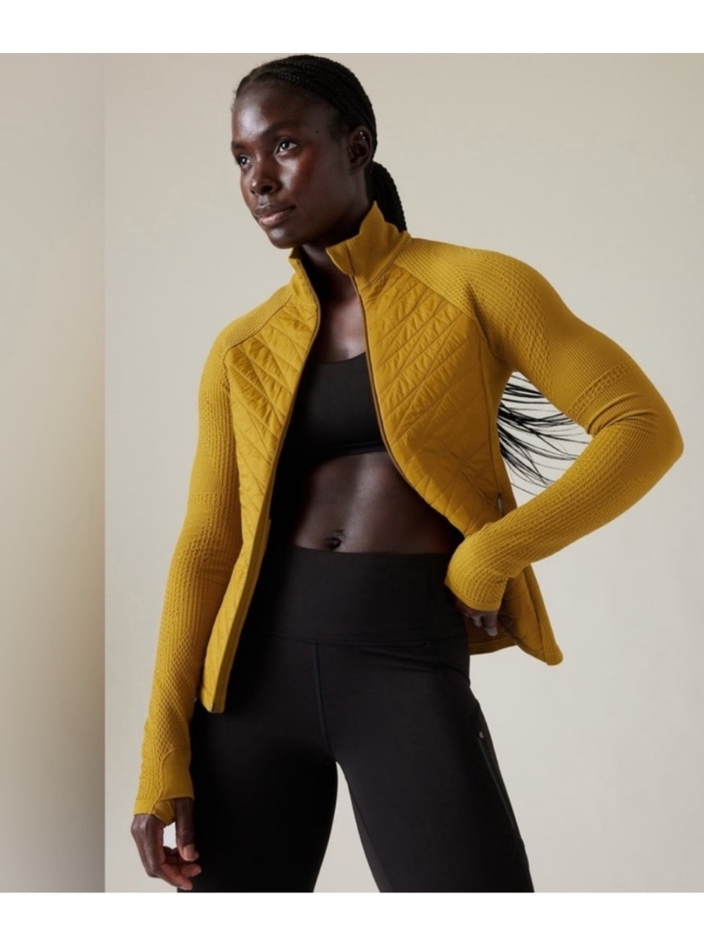 Athleta🍁 Flurry Force Insulated Primaloft Jacket Mustard Yellow  Full Zip 🍁Sz S